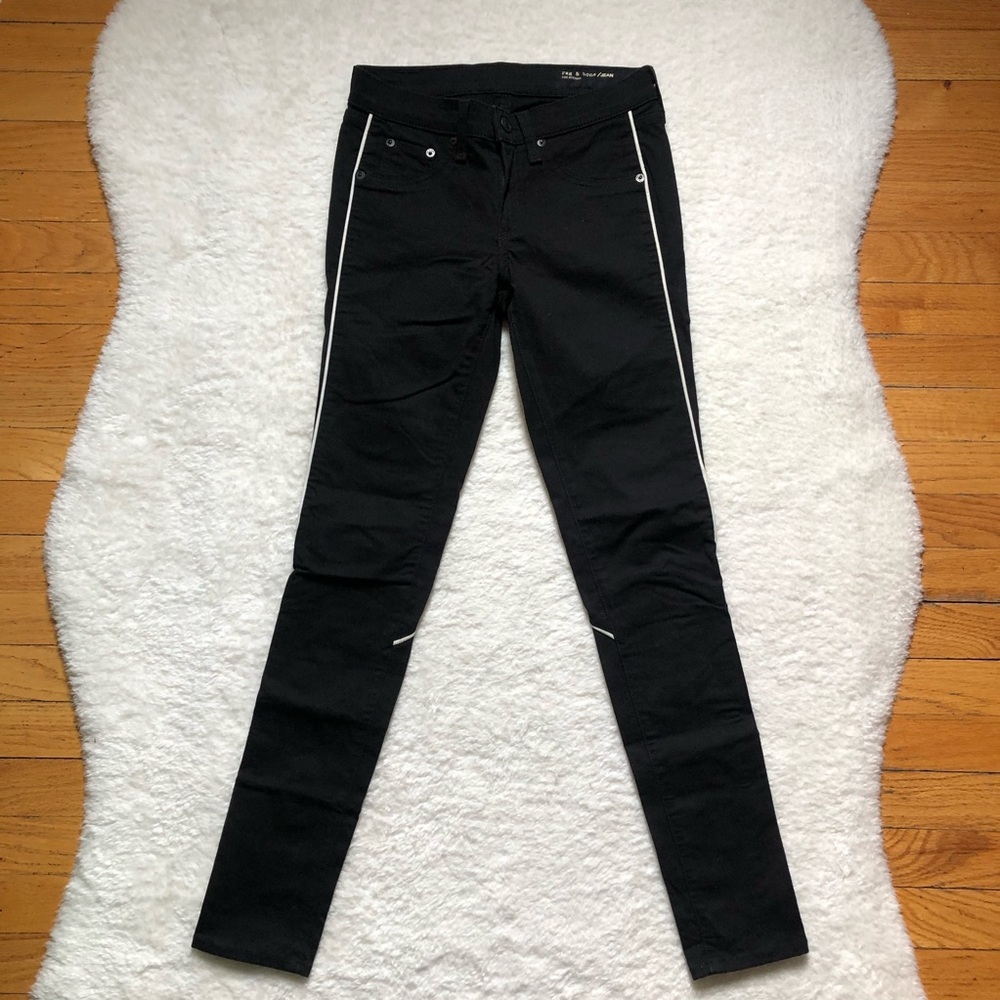Rag & Bone Jeans for Intermix Black Skinny Jeans with White Piping Detail